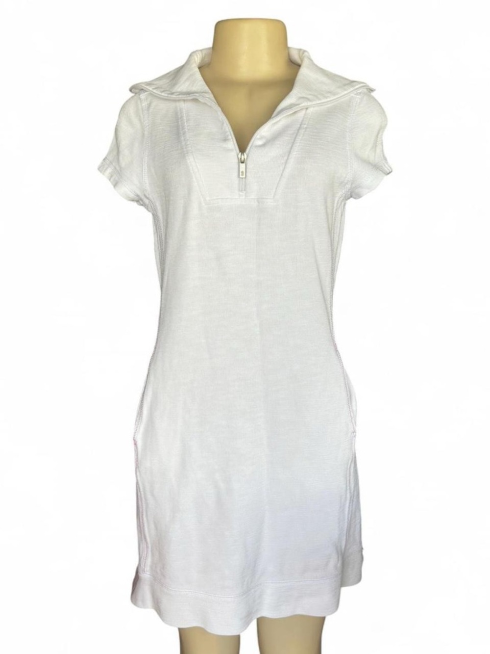 Tommy Bahama White Polo Zip Shirt with Pink Logo